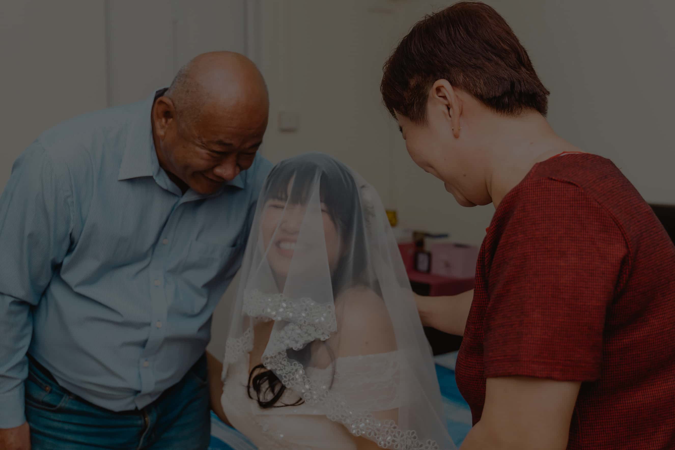 bride with parents