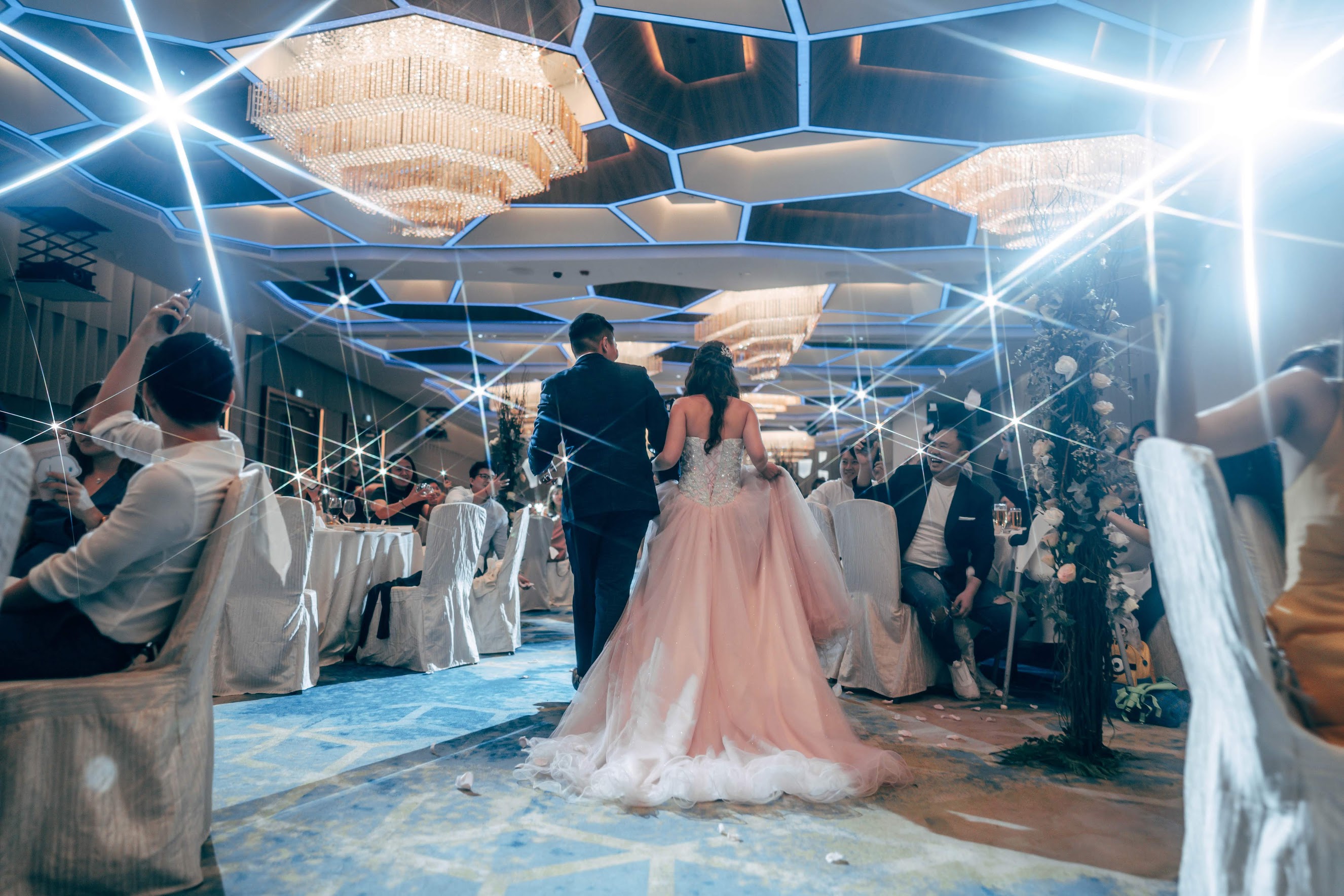 couple walking aisle